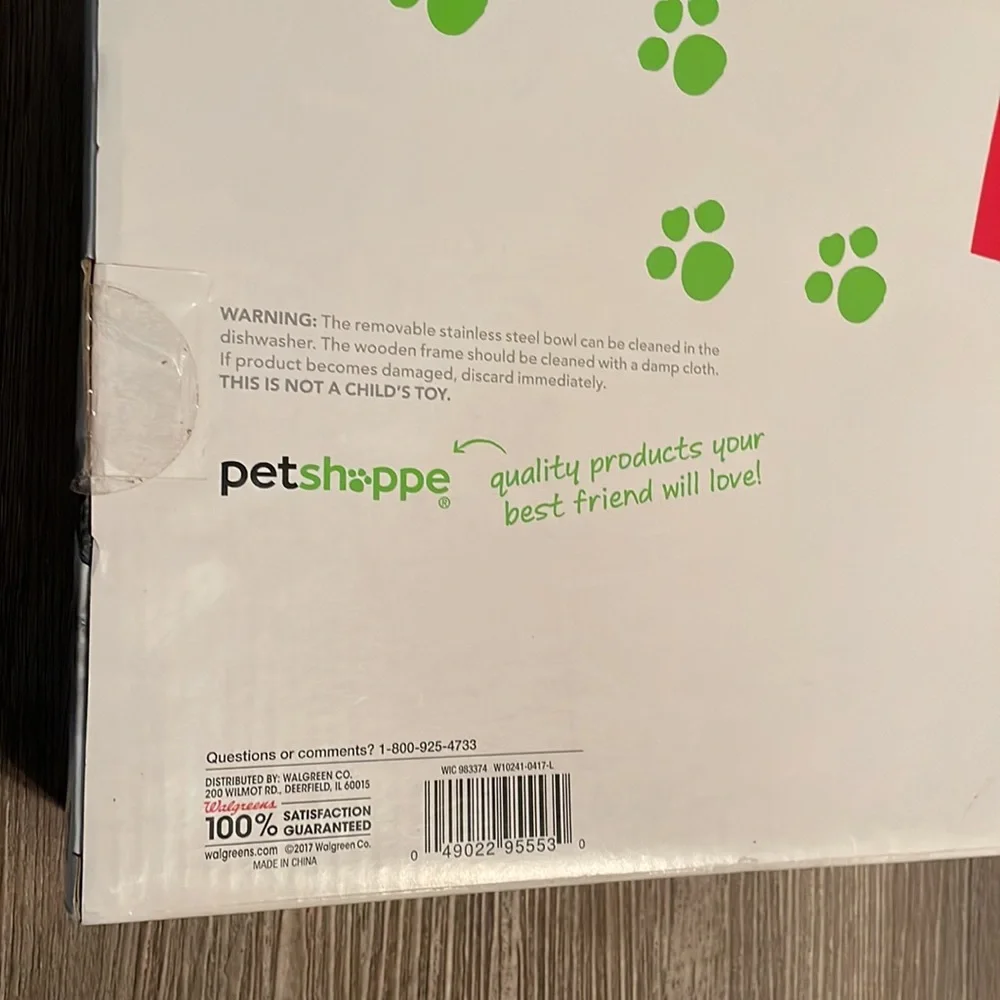 Petshoppe Pet Dinner Set Stainless Steel Bowls Elevated Black Wood Frame Dog Cat